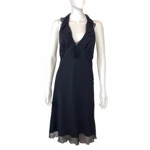ABS Allen Schwartz Black Chiffon Cocktail Dress